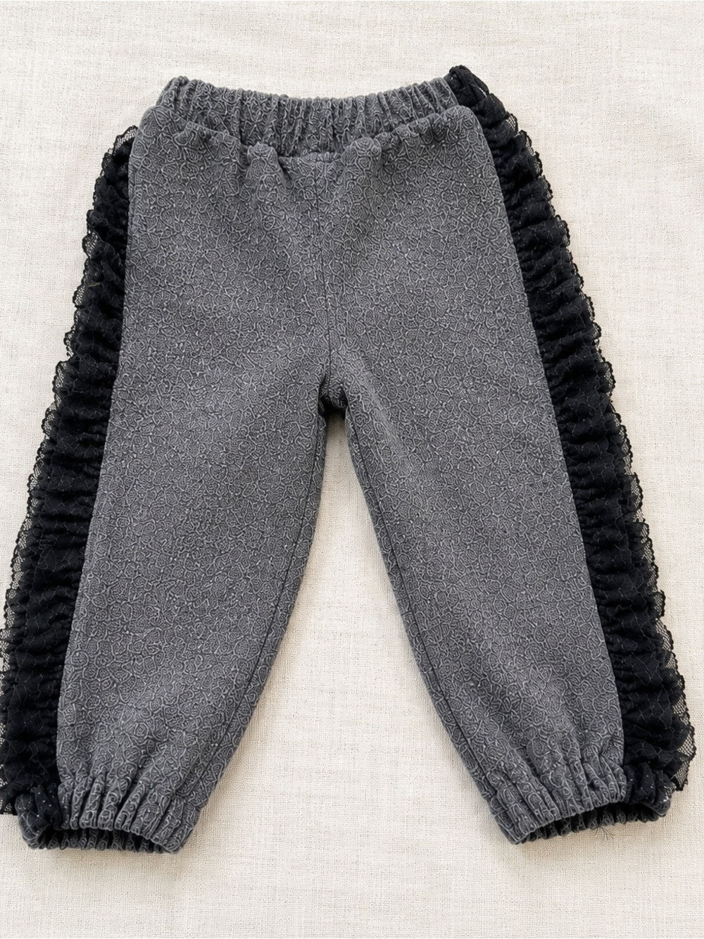 Kapital K Boutique Ruffle Pants – 24 Months | Gray & Black